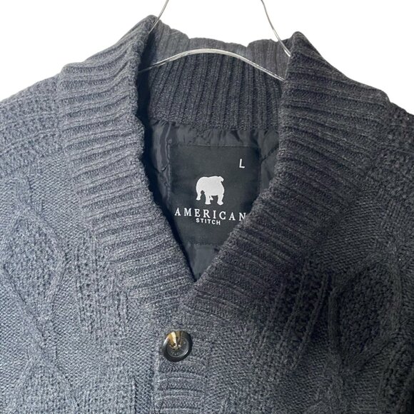 American Stitch quilt lined cardigan sweater coat jacket elbow patch L mens NWT - Picture 11 of 11
